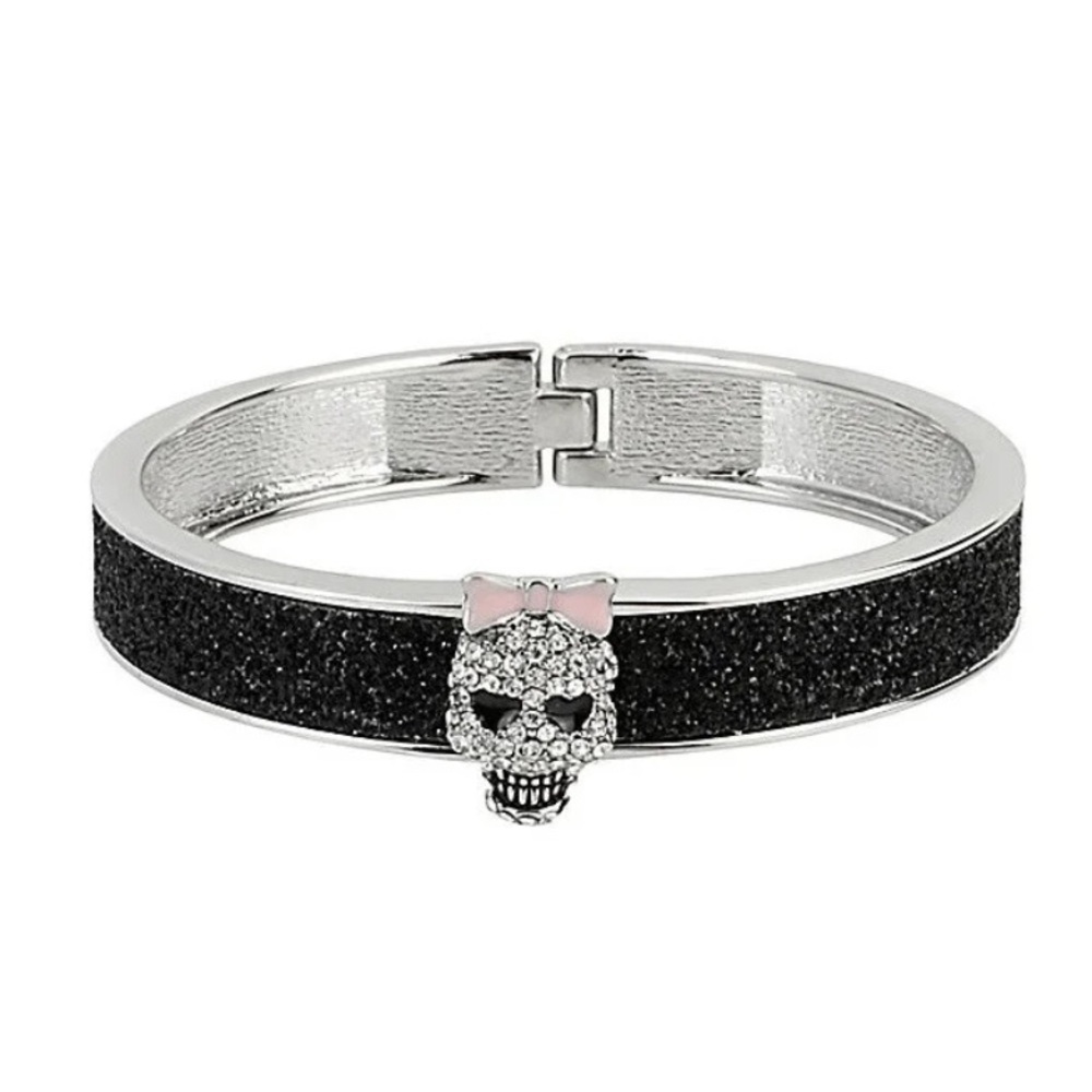 Vintage Betsy Johnson princess skull glitter bangle